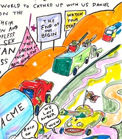 Esperando al Mundo - Figura Dibujo a Tinta sobre Papel, Artista Outsider, Guerra de Patos