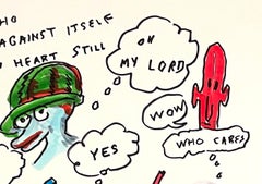 Who's Who - Figure Ink Drawing on Paper, Outsider Artist, Duck Wars Series