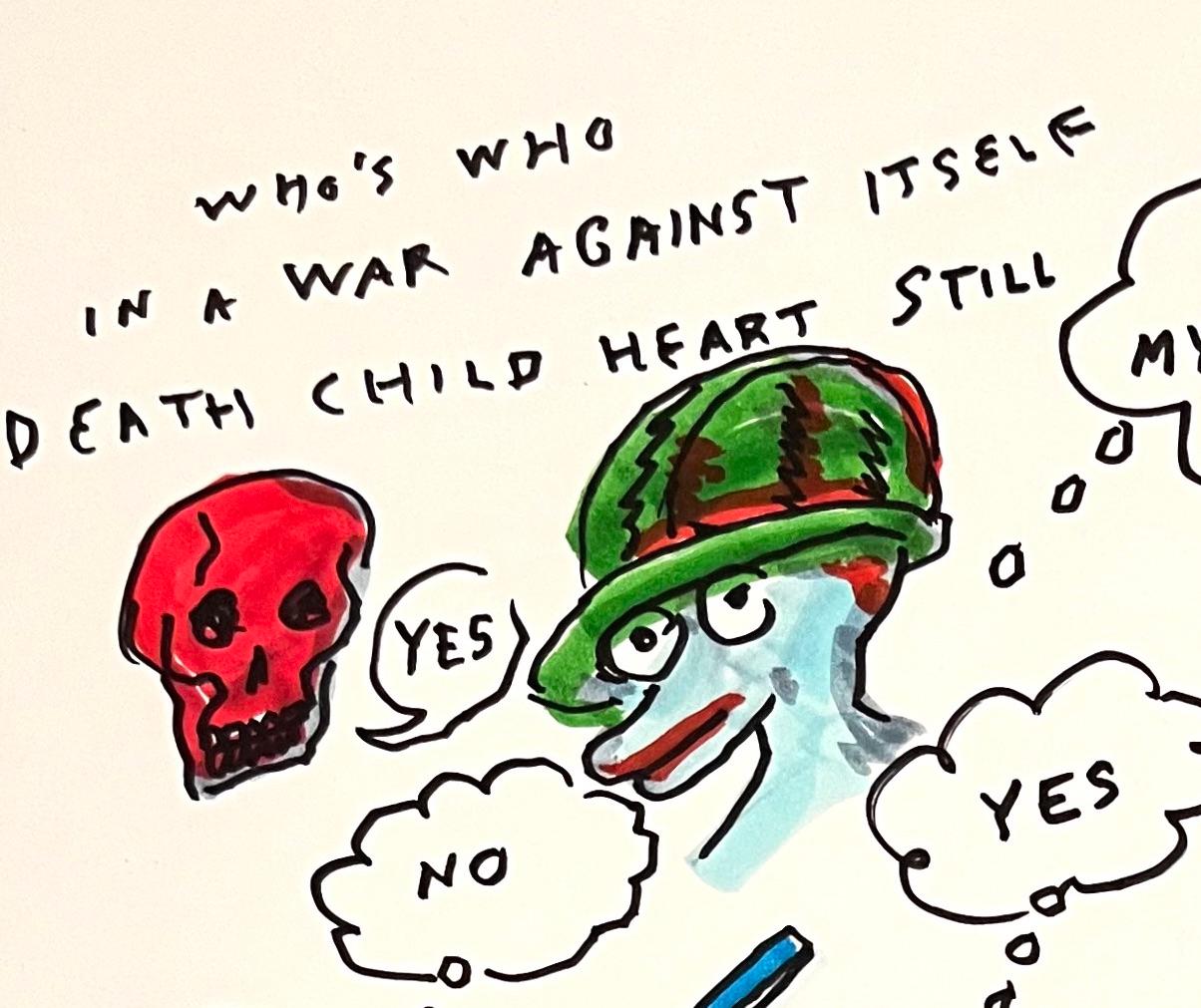 « Who's Who - Figure Ink Drawing on Paper, Outsider Artist, Duck Wars Series en vente 2