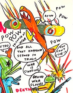 You Are All Prisoners of War - Figure Drawing on Paper, Outsider Art, Duck Wars