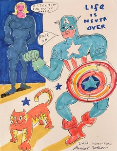 Attention Sir All is Ready - Figure Ink Drawing on Paper, Outsider Pop Artist