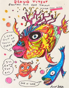 Beau Titsat - Daniel Johnston, Figure Ink Drawing on Paper, Outsider Pop Artist
