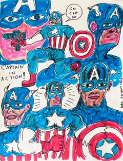 Go Cap Go - Daniel Johnston, Ink Drawing on Paper, Outsider Pop Artist