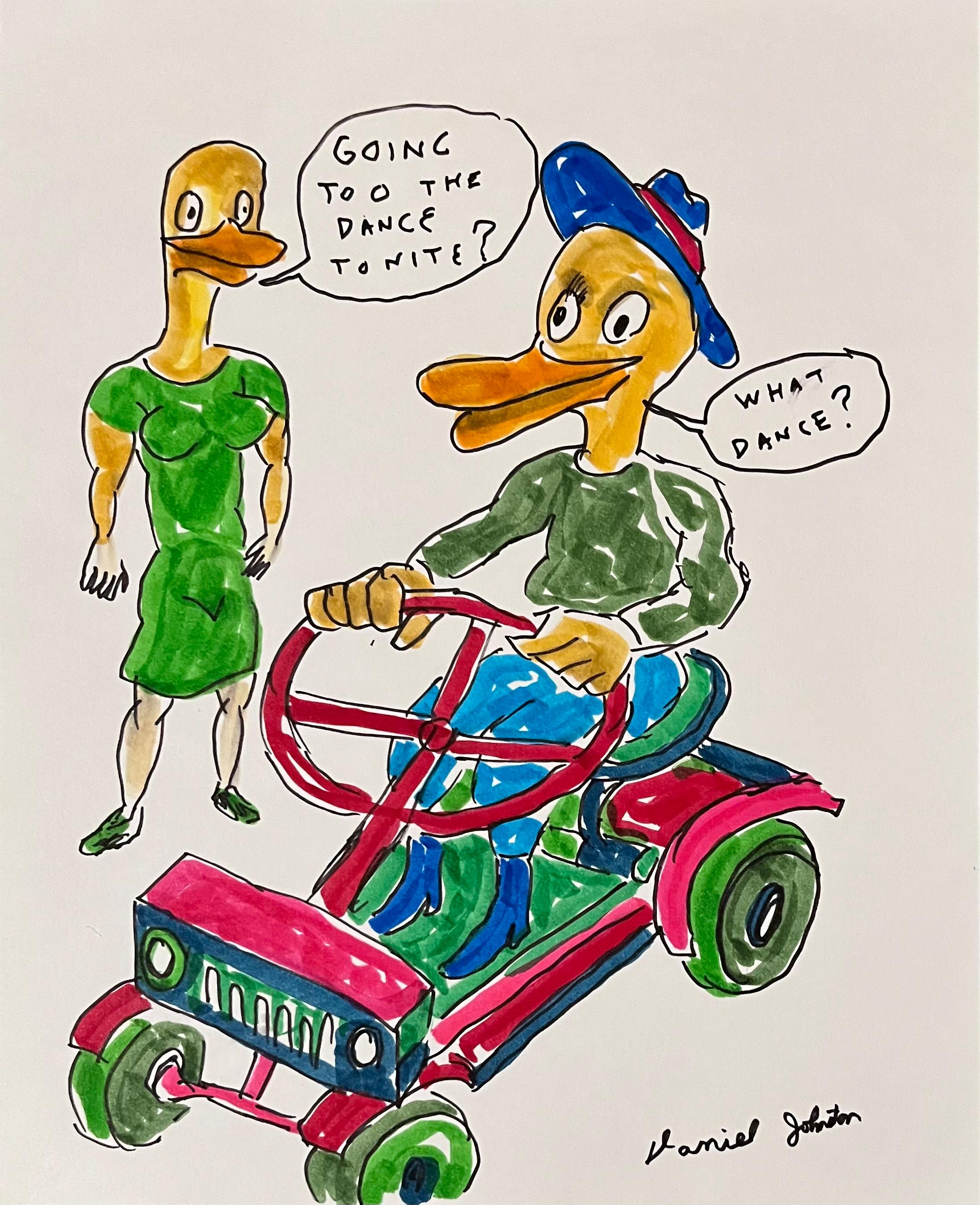 Daniel Johnston Figurative Art - Going Too the Dance Tonite? - Johnston, Ink Drawing on Paper, Outsider Pop Art