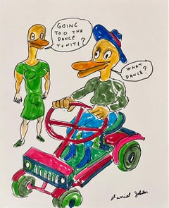 Going Too the Dance Tonite? - Johnston, Ink Drawing on Paper, Outsider Pop Art
