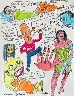 Good Nite - Daniel Johnston, Ink Drawing on Paper, Outsider Pop Artist
