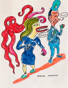 Grat Huh? - Daniel Johnston, Ink Drawing on Paper, Outsider Pop Artist