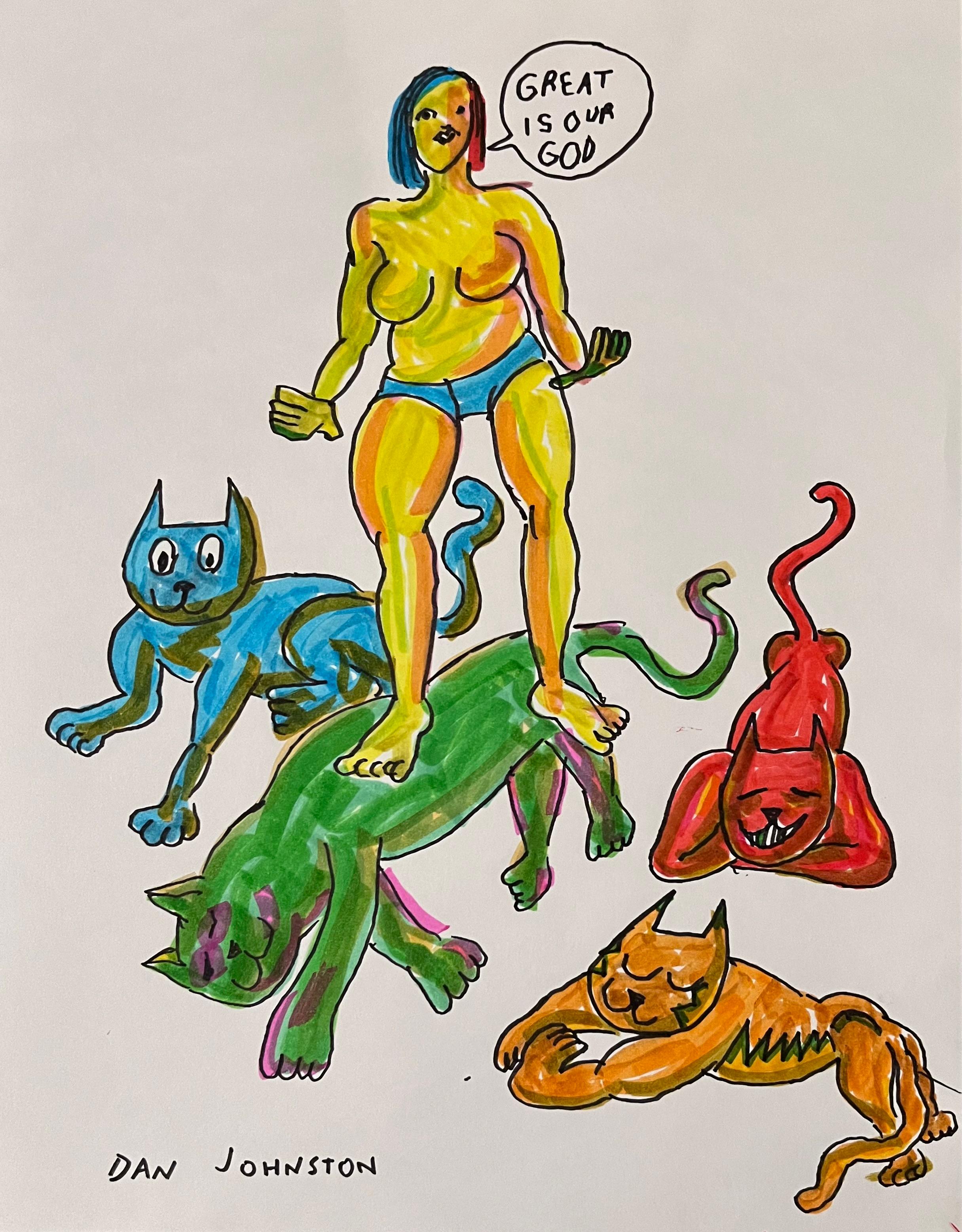 Great is Our God - Daniel Johnston, Ink Drawing on Paper, Outsider Pop Artist