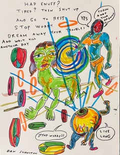 Had Enuff? - Daniel Johnston, Ink Drawing on Paper, Outsider Pop Artist