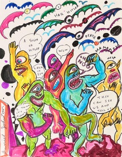 Hail Hitler - Daniel Johnston, Ink Drawing on Paper, Outsider Pop Artist