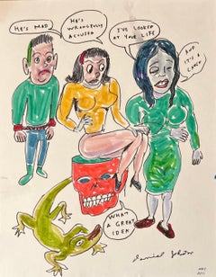 He's Mad - Daniel Johnston, Double-Sided Ink Drawing on Paper, Outsider Pop Art