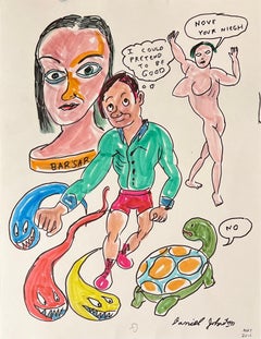 Er's Mad - Daniel Johnston, Doppelseitige Tuschezeichnung auf Papier, Outsider Pop Art
