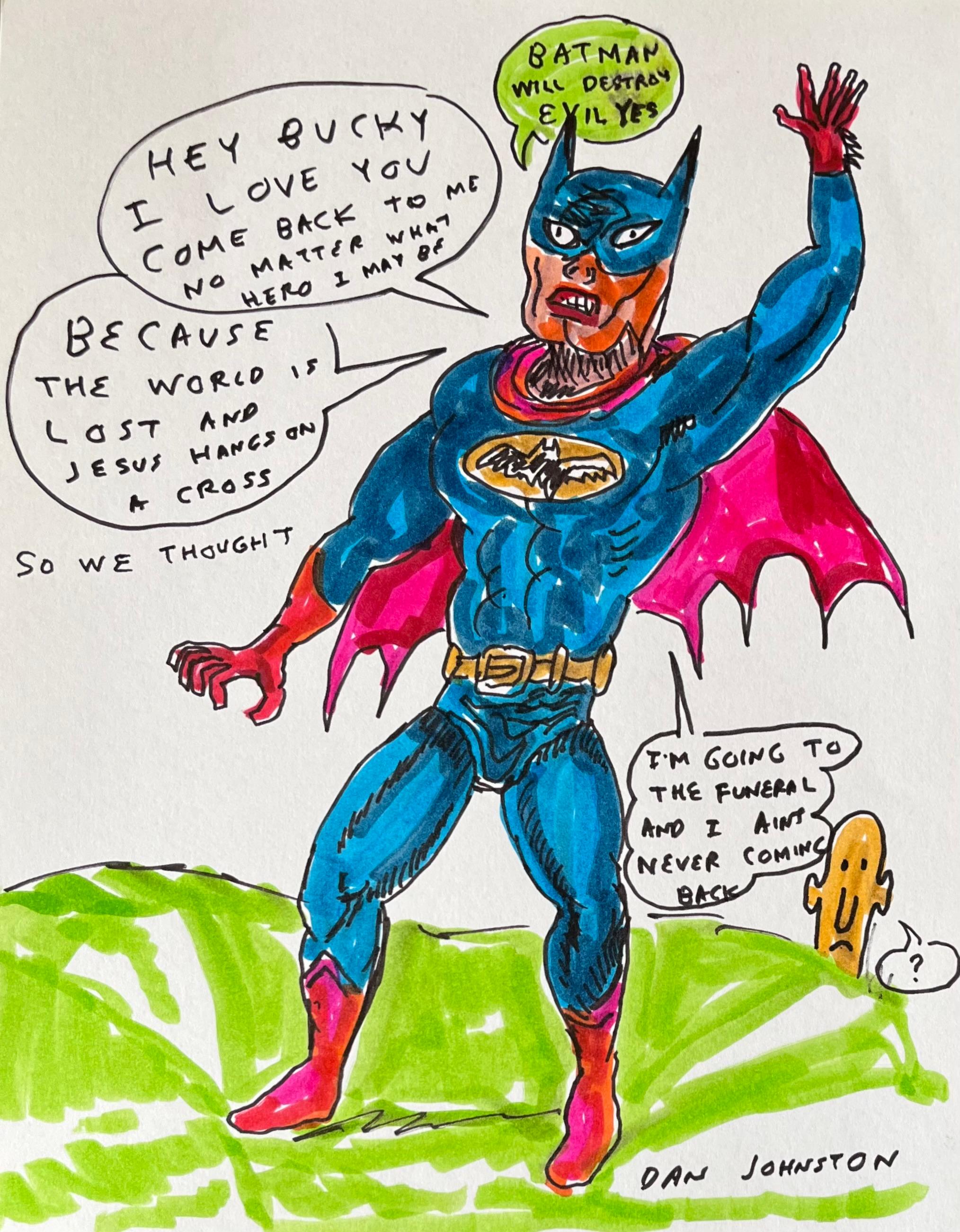 Hey Bucky - Daniel Johnston, Comic Drawing Ink on Paper, Outsider Pop Artist