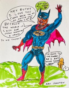 Hey Bucky - Daniel Johnston, Comic Drawing Ink on Paper, Outsider Pop Artist