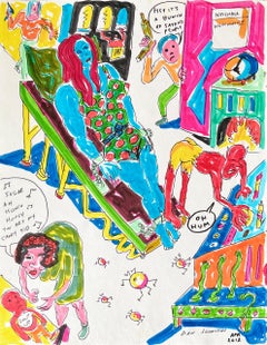 Hey It's a Bunch of Satan's People - Johnston, Ink Drawing, Outsider Pop Artist