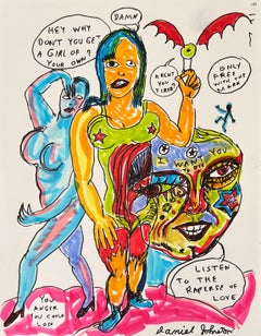 Hey Why Don't You Get a Girl of Your Own - Johnston, Outsider Pop Art Drawing