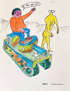 Hi How Are You? - Daniel Johnston, Ink Drawing on Paper, Outsider Pop Artist