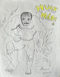 Hulk Mad! - Daniel Johnston, Vintage Ink Drawing on Paper, Outsider Pop Artist