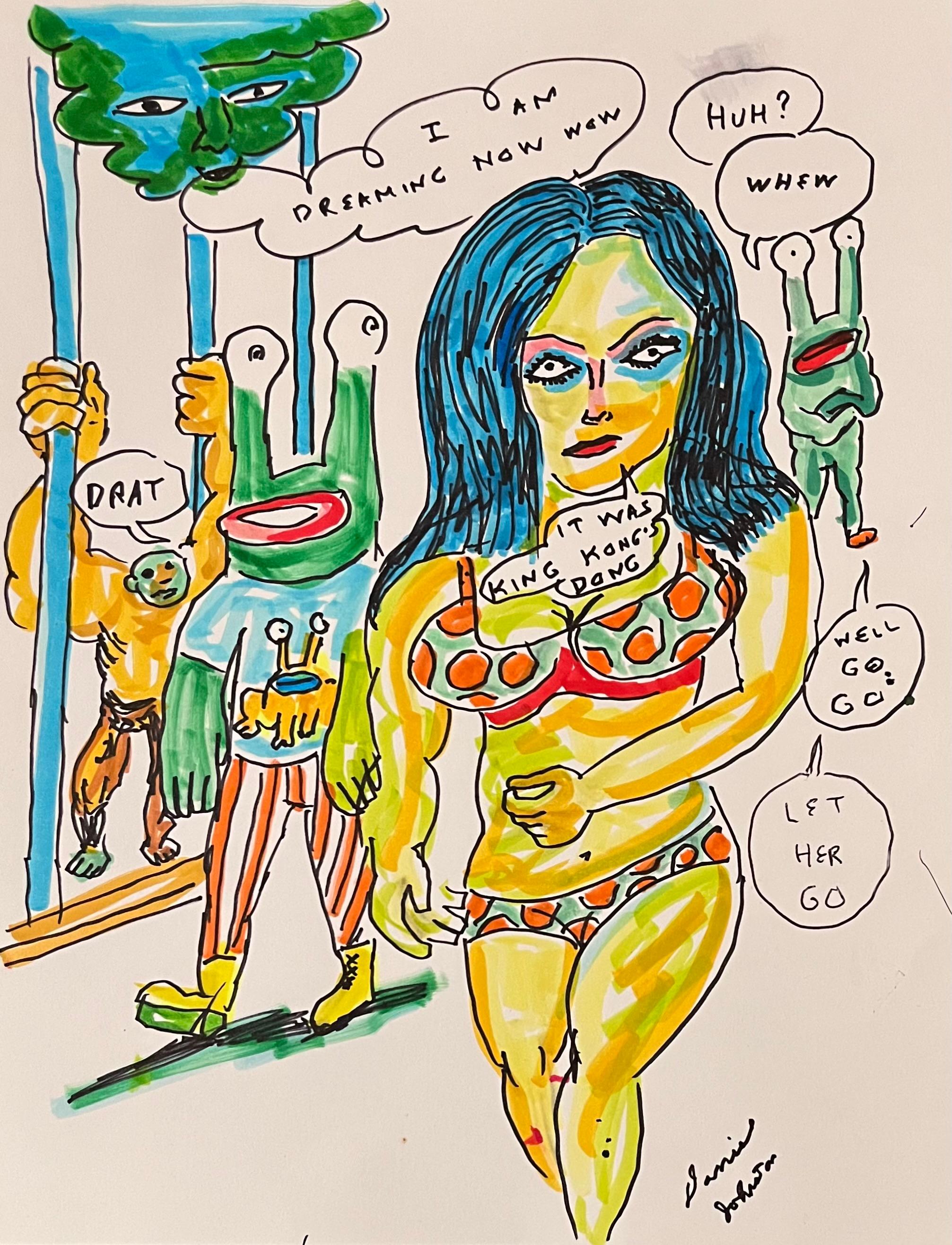 Daniel Johnston was a prolific visual artist and musician. He gained a cult following in the 1990s when Kurt Cobain wore a T-shirt with the artist’s frog illustration from his Hi, How Are You (1983) album cover to the MTV Video Music Awards.