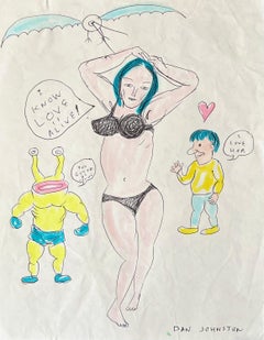 I Know Love is Alive - Daniel Johnston, Vintage Drawing, Outsider Pop Artist