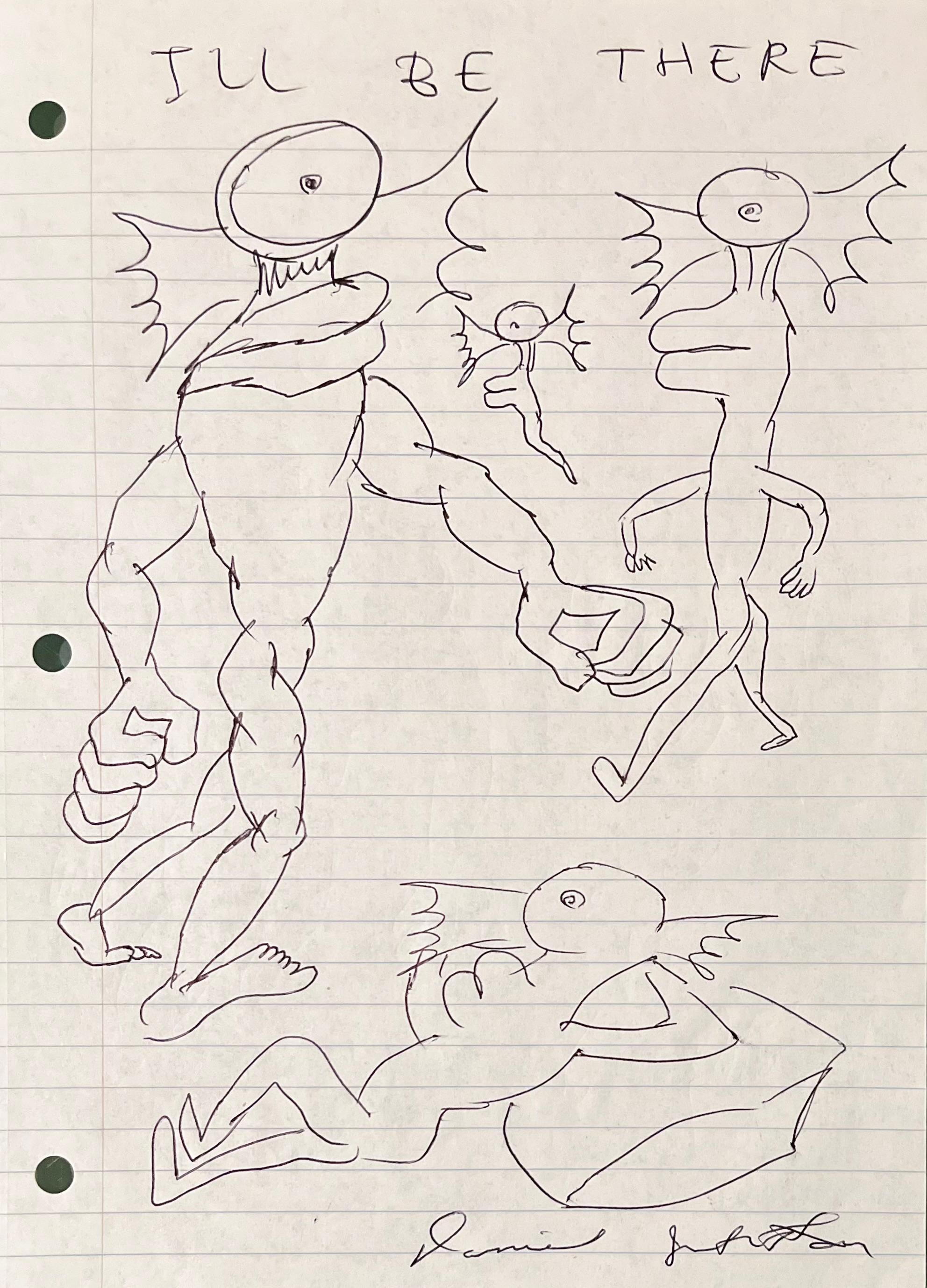 I'll Be There - Daniel Johnston, Ink Drawing on Paper, Outsider Pop Artist