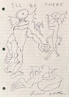 I'll Be There - Daniel Johnston, Ink Drawing on Paper, Outsider Pop Artist