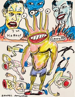 I'm Happy - Daniel Johnston, Drawing on Paper, Outsider Pop Art, Austin, Texas