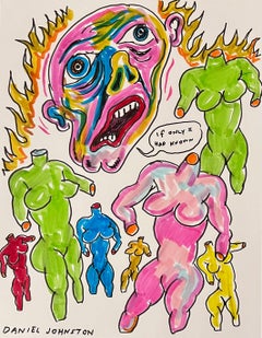 If Only I had Known - Daniel Johnston, Ink Drawing on Paper, Outsider Pop Artist