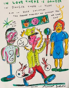 In Love There is Danger - Daniel Johnston, Drawing on Paper, Outsider Pop Artist