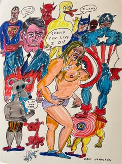 It's the Last Super Again - Daniel Johnston, Ink Drawing, Outsider Pop Artist