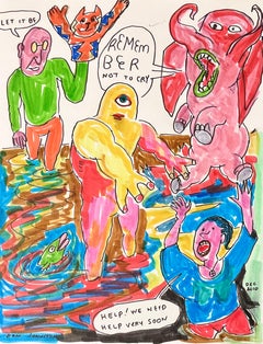 Let It Be - Daniel Johnston, Ink Drawing, Outsider Pop Artist, 2010, Austin, TX
