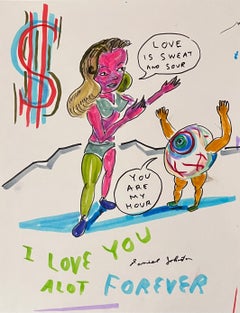 L'amore è sudore e amarezza - Daniel Johnston, disegno su carta, artista Outsider Pop