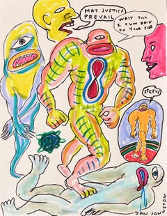 May Justice Prevail - Daniel Johnston, Drawing on Paper, Outsider Pop Artist
