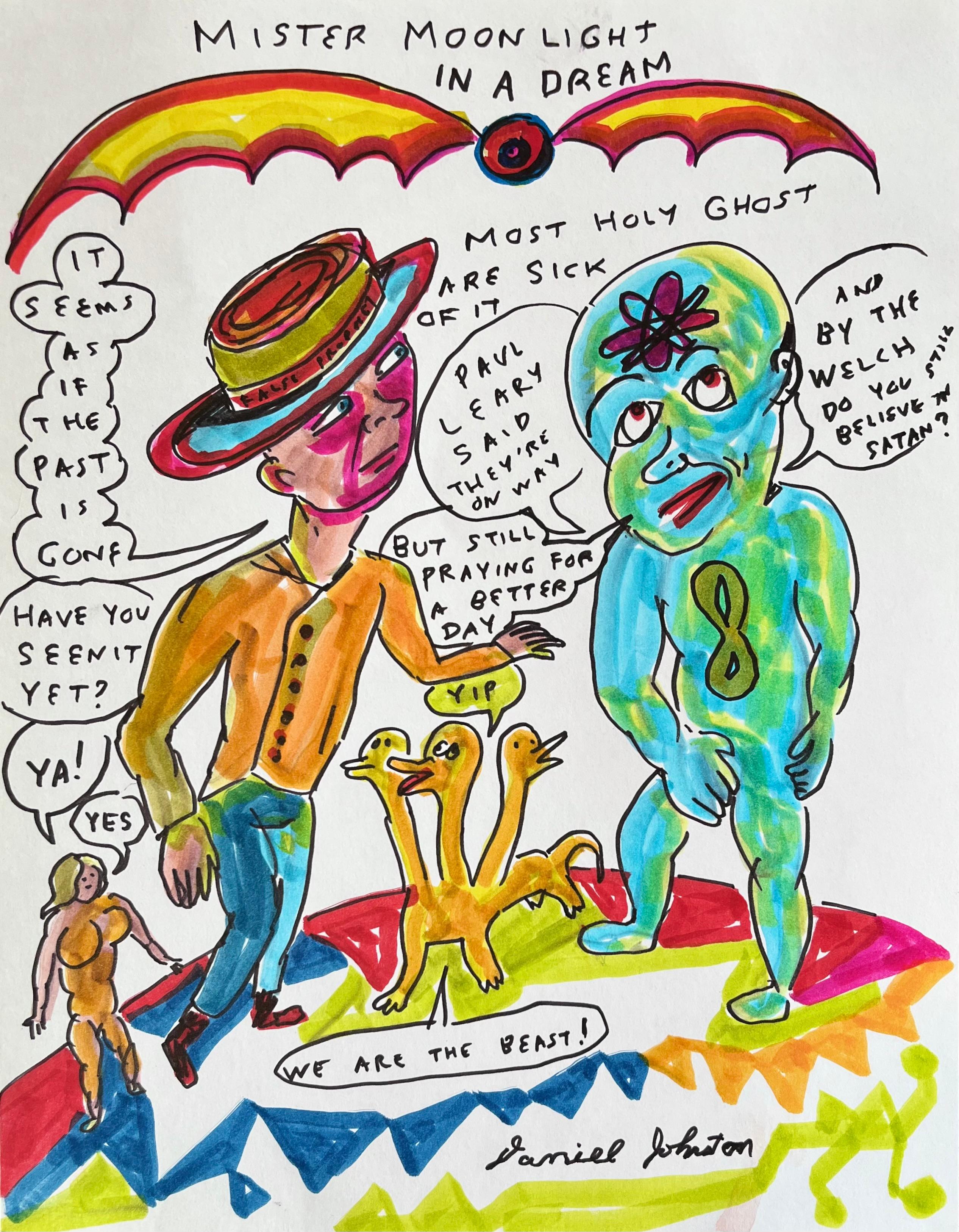 Daniel Johnston était un artiste visuel et un musicien prolifique. Il est devenu culte dans les années 1990 lorsque Kurt Cobain a porté un T-shirt avec l'illustration de la grenouille de l'artiste, tirée de la pochette de son album Hi, How Are You