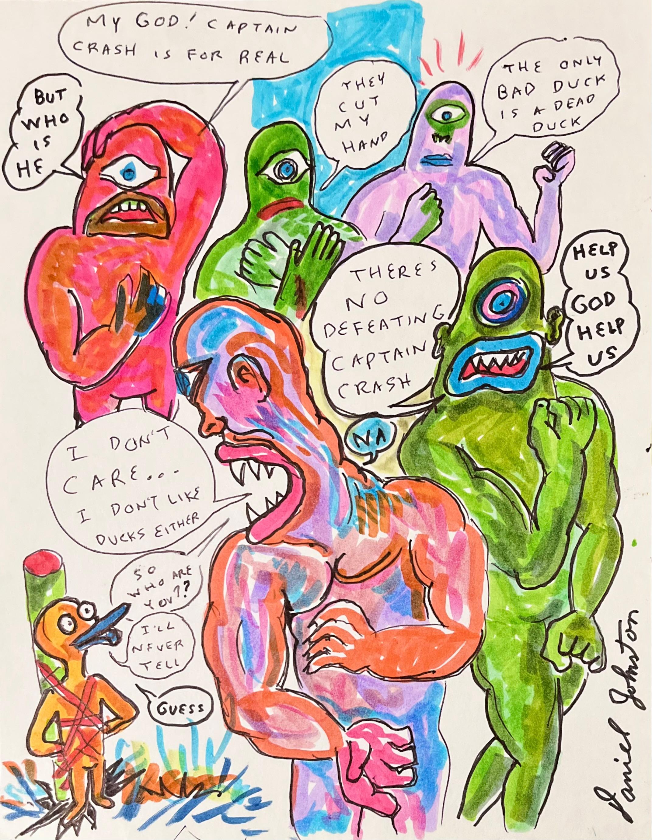 ¡Dios mío! Captain Crash is For Real - Daniel Johnston, Dibujo, Arte Pop Outsider
