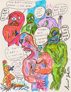 My God! Captain Crash is For Real - Daniel Johnston, Drawing, Outsider Pop Art