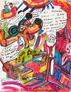 Na Huh? - Daniel Johnston, Ink Drawing on Paper, Outsider Pop Artist, 2009