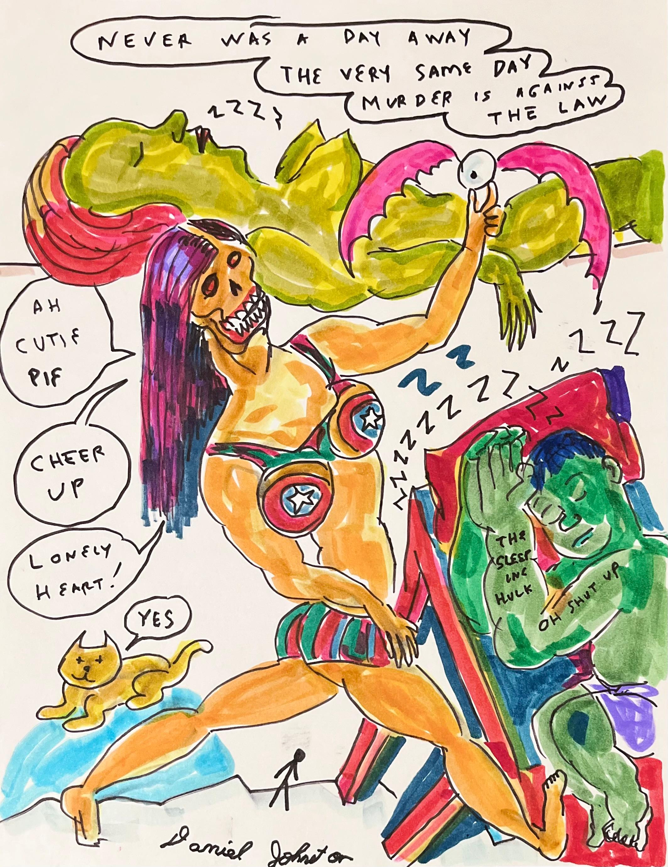 Never Was a Day Away - Daniel Johnston, Drawing on Paper, Outsider Pop Artist