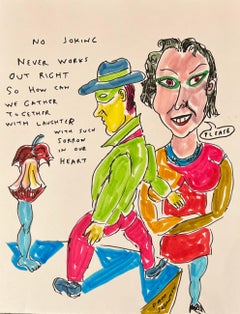 No Joking - Daniel Johnston, Drawing on Paper, Outsider Pop Art, Austin, Texas