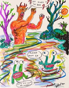 Oh Glory to the Dead- Daniel Johnston, Ink Drawing on Paper, Outsider Pop Artist