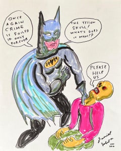 Une fois de plus Crime is Foiled - Daniel Johnston, dessin sur papier, Outsider Pop Art