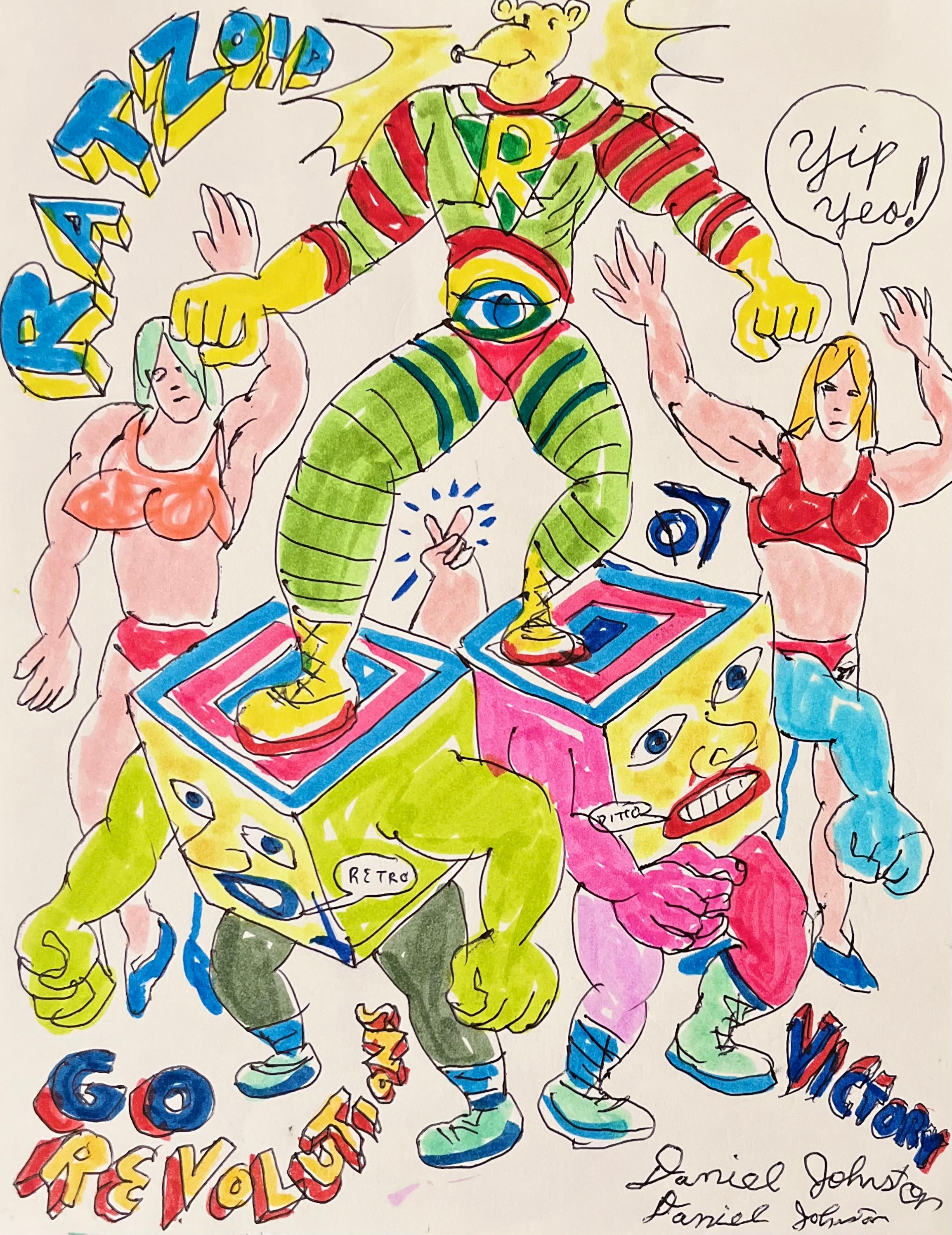 Ratzoid Yip Yeo – Daniel Johnston, Original-Tintenzeichnung auf Papier, texanischer Künstler