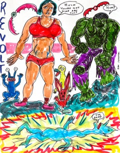 Revolt - Daniel Johnston, Original Ink Drawing on Paper, Texas Artist