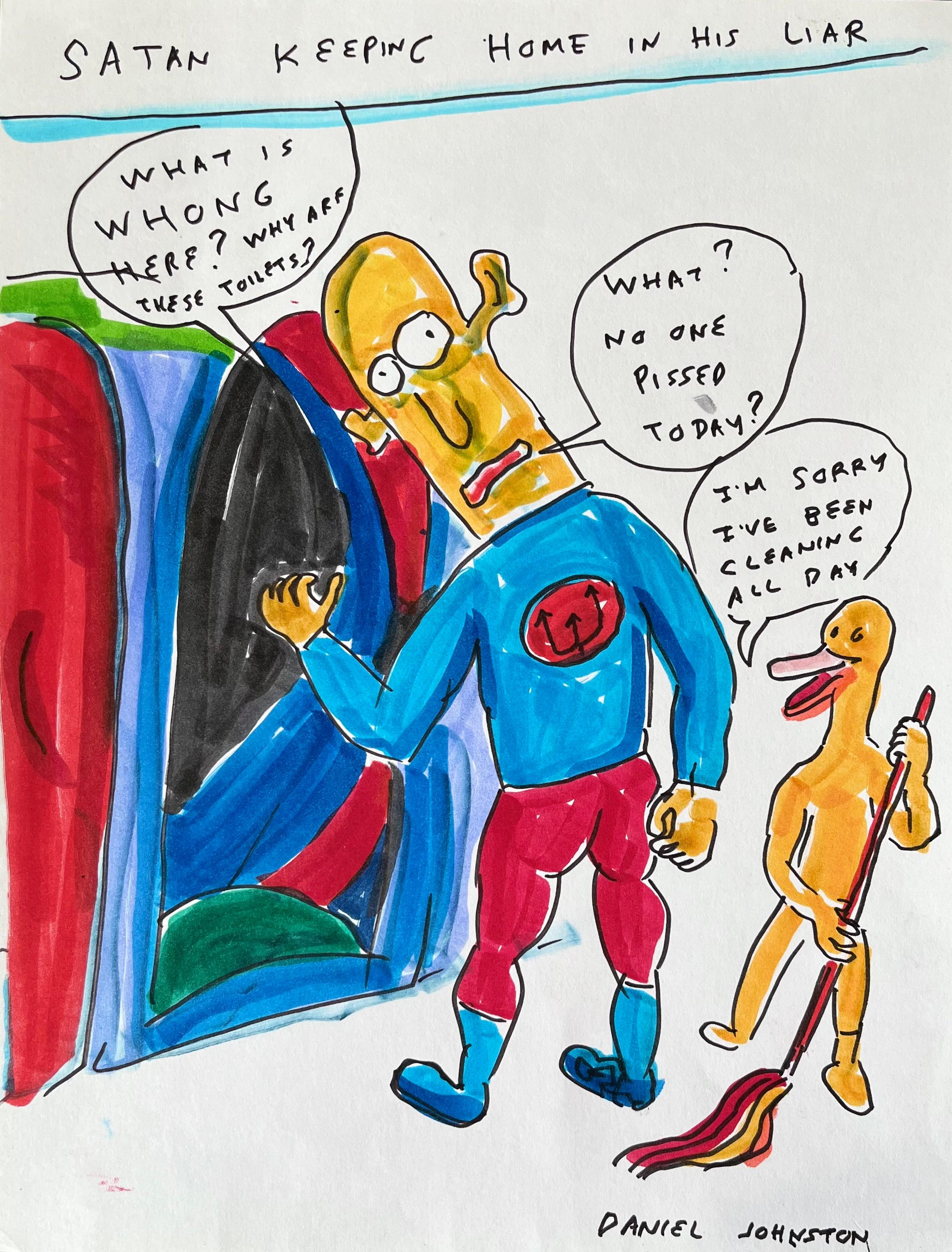 Daniel Johnston war ein produktiver bildender Künstler und Musiker. In den 1990er Jahren erlangte er Kultstatus, als Kurt Cobain bei den MTV Video Music Awards ein T-Shirt mit der Froschillustration des Künstlers vom Cover seines Albums Hi, How Are
