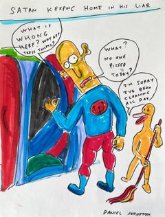 Satan Keeping Home in His Liar - Daniel Johnston, Original Drawing, Texas Artist