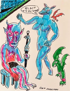 Satan Rules in Hell - Daniel Johnston, Original Drawing, Austin, Texas Artist
