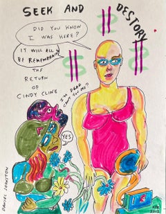 Seek and Destroy - Daniel Johnston, Original Drawing, Austin, Texas Pop Artist