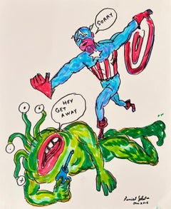 Sorry - Daniel Johnston, Original Drawing on Paper, Austin, Texas Pop Artist