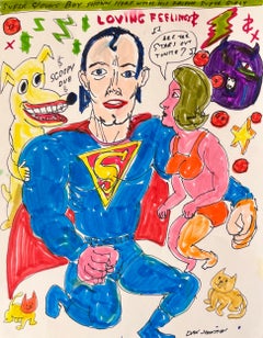 Super Young Boy - Daniel Johnston, Original Drawing, Austin, Texas Pop Artist