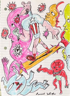 Surfin' Ratzoid - Daniel Johnston, Original Drawing, Austin, Texas Pop Artist